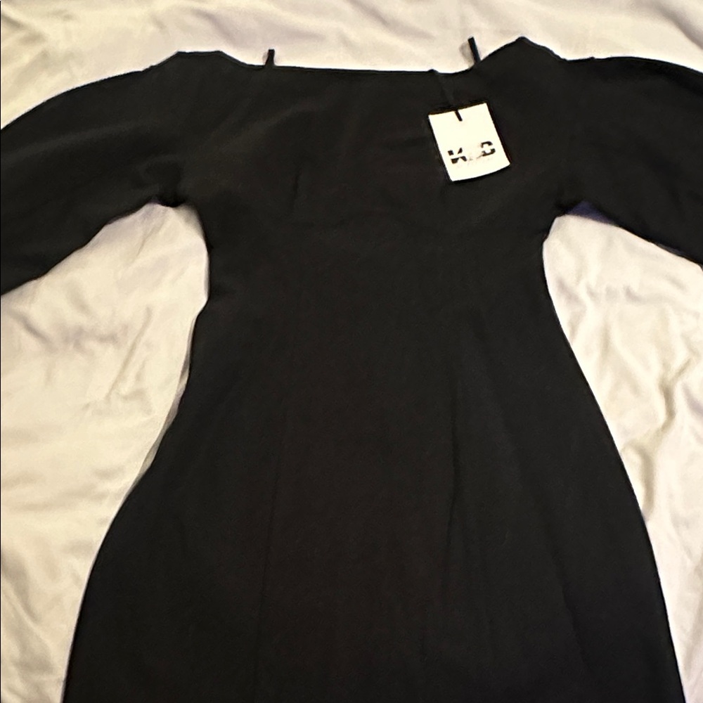 Elegant Long Sleeve Black Dress